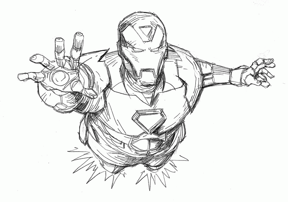 coloriage iron man main en avant